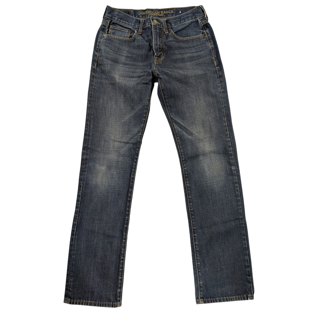 American Eagle Jeans Mens 30 x 34 Original Straight Medium Wash Blue 100% Cotton - Picture 2 of 12